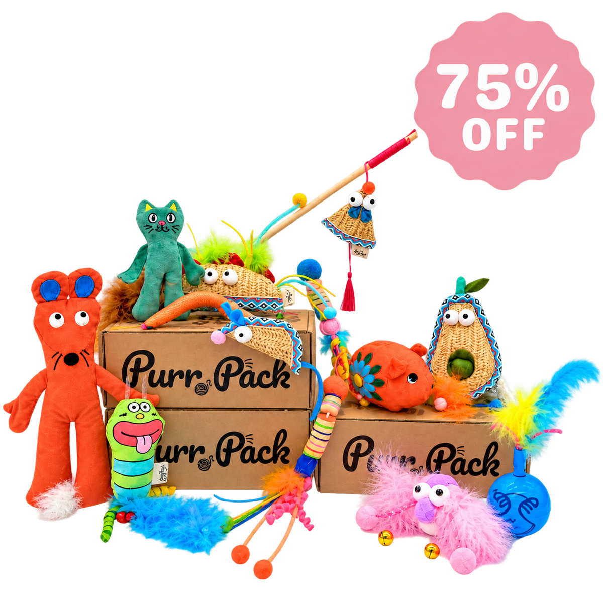 Purr Pack - Abonnement de 12 mois - Jouets uniquement 75% rabais 1re boîte
