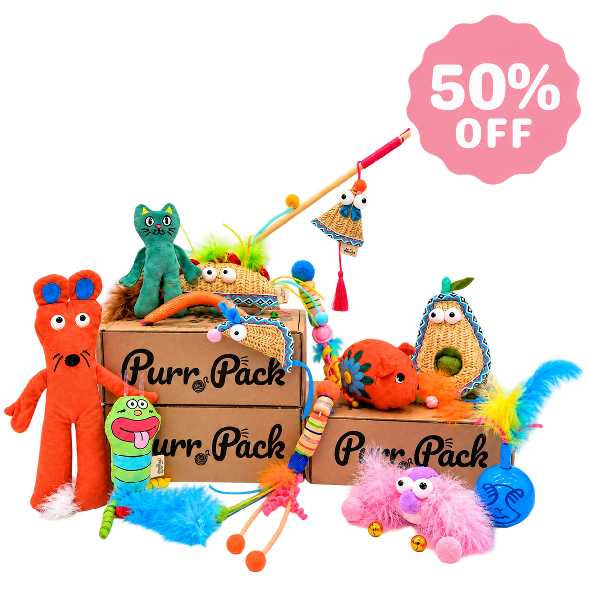Purr Pack - Abonnement de 12 mois - Jouets uniquement 50% rabais 1re boîte