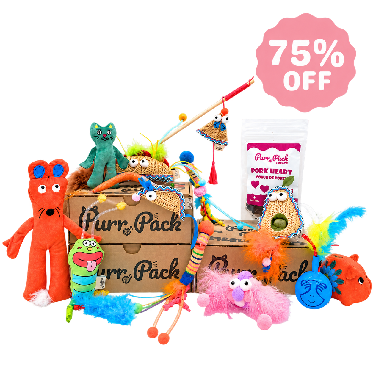 Purr Pack - 12 Month Subscription - Toys & Treats 75% Off 1st Box