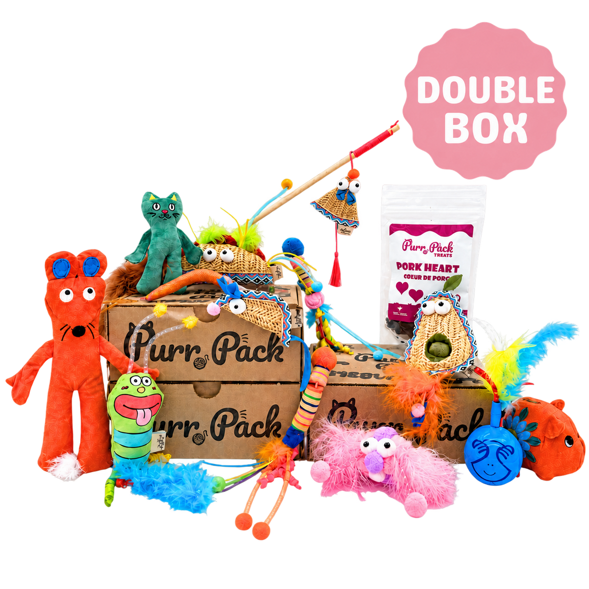 Purr Pack - 12 Month Subscription - Toys & Treats Double 1st Box